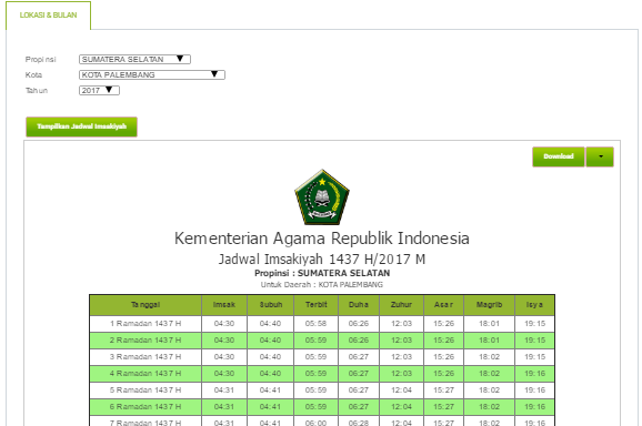 Membuat jadwal imsakiyah