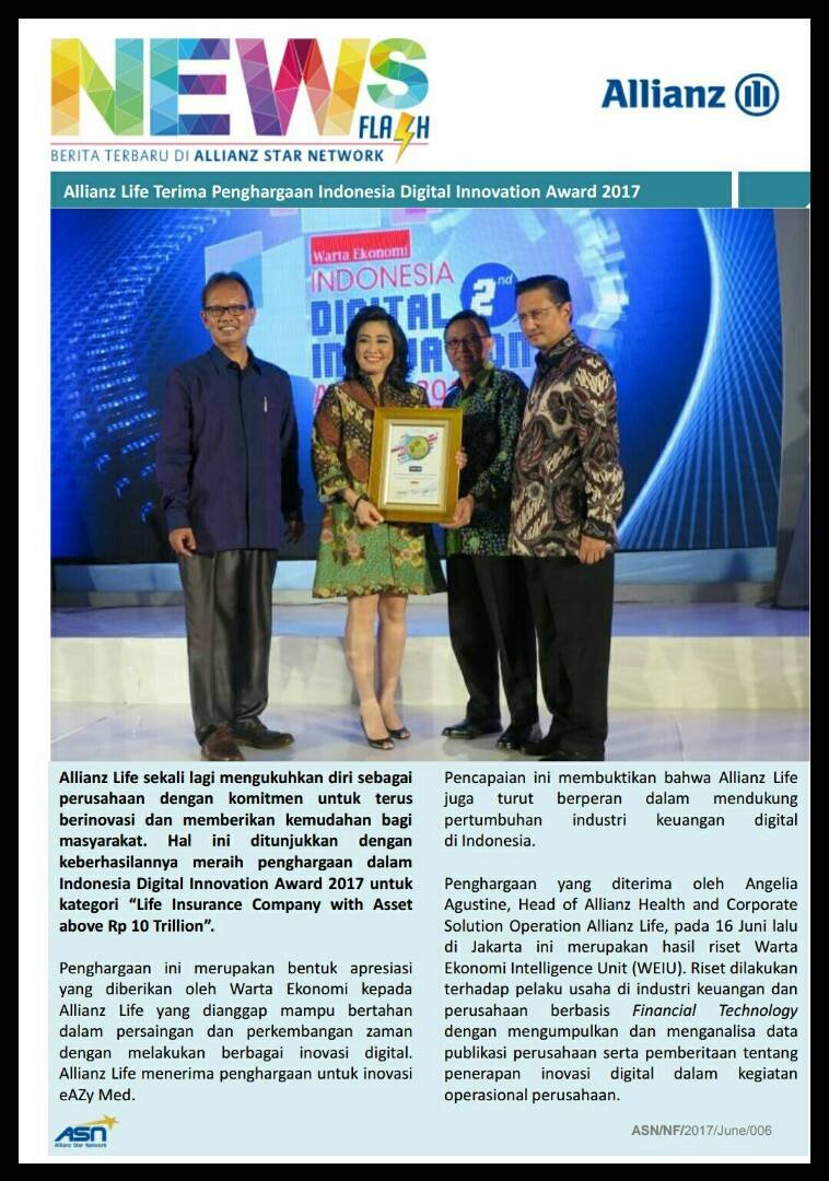 Penghargaan Indonesia Digital Innovation Award 2017 untuk Allianz Life Indonesia